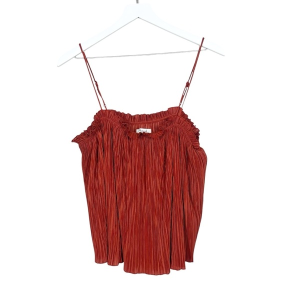 Madewell Womens Micropleat Tank Top Rust Orange Size Large Adjustable Straps - Picture 1 of 10